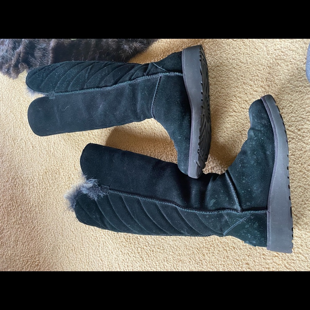 EUC UGG Rosalind pull on black tall boots-toscana silver gray/black fur cuff. - Picture 8 of 14